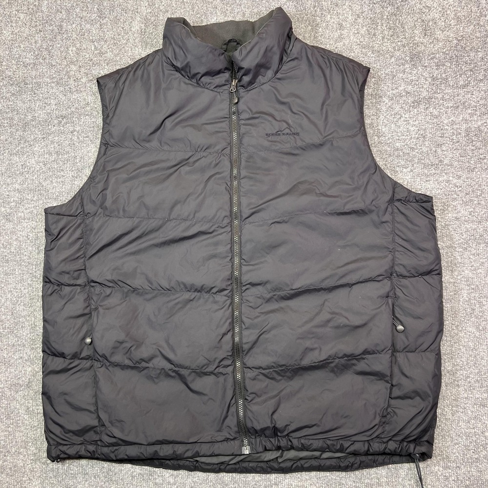 Eddie Bauer Vest Mens 2XL Black EB700 Down Puffer Quilted Full Zip Outdoor Warm